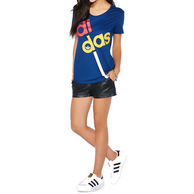 Adidas Originals Mujer Camiseta Superstar Linear  (marino)