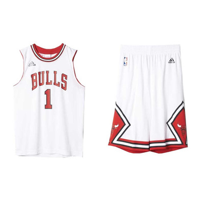 Conjunto NBA Derrick Rose Bulls (blanco/rojo)