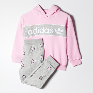 Adidas Originals Basketball Hooded Fleece Set Infant (pink/grey)