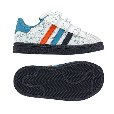 Adidas Superstar Smile CF Infant (branco/azul/laranja)