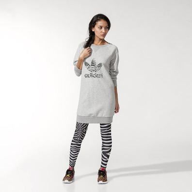 Adidas Original Sweatshirt Dress Logo Zebra (gris)