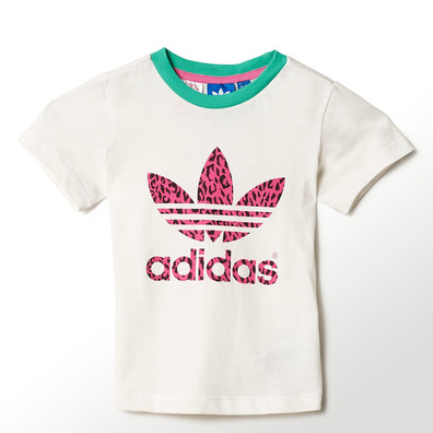 Adidas Original Camiseta Bebé Cheetah Trefoil (blanco/cream/rosa/turquesa)