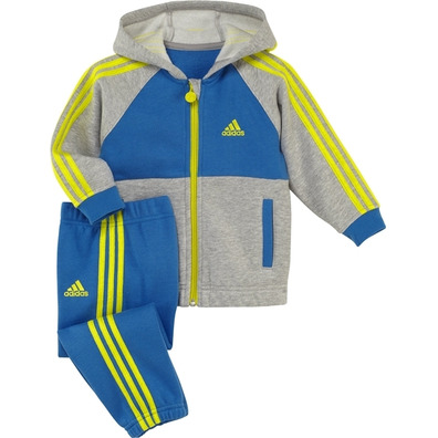 Adidas Treino Inf J 3S FZ  Jogge (azul/cinza/limào)