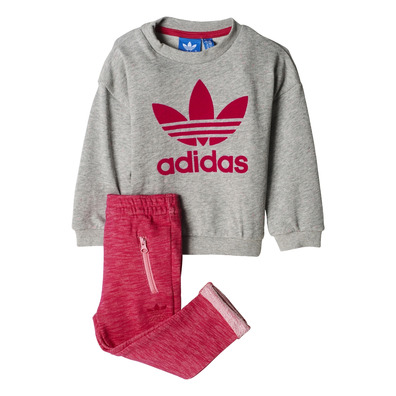 Adidas Originals Trefoil FT Crew Infant Track Suit (medium grey/ bold pink)