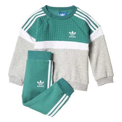 Adidas Originals Trefoil Fleece Crew TrackSuit Infants (Sub Green /White/Medium Grey)