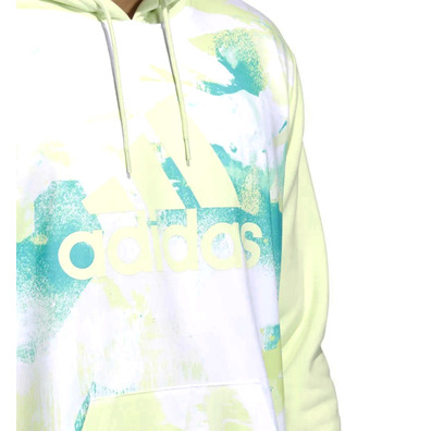 Adidas Basket Allover Print Hoodie "Lime"