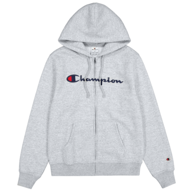 Champion Embroidered Big Logo Fleece Full-Zip Hoodie "Light Grey"