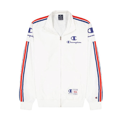 Champion Retro Basketball Nylon Full Zip Sweatshirt "White-Red"