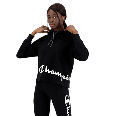 Champion Wn´s Legacy Script Logo Wraparound Print Boxy Fit Hoodie "Black"