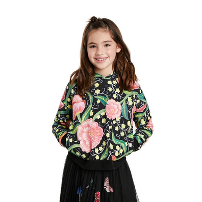 Desigual Girls Flower Hooded Sweatshirt