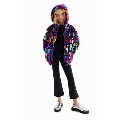 Desigual Girls Multicolour Fur-effect Jacket "Tutti Fruti"