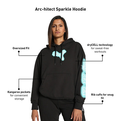 Puma Womans Basketball Art-Hitect Sparkle OS Hoodie "Black"