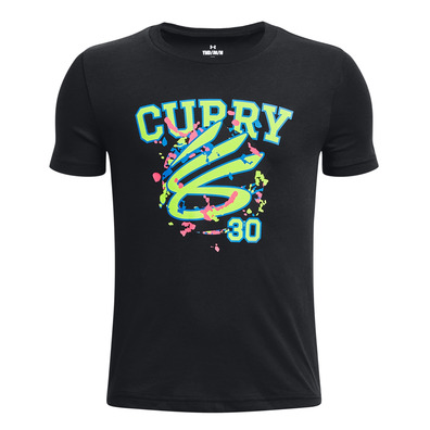 UA Boys Curry Logo Tee "Black-Lime Surge"