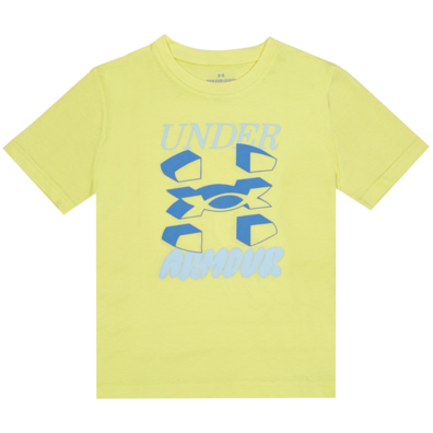 UA Boys' Split Big Logo Short Sleeve "Sonic Yellow-Ether Blue"