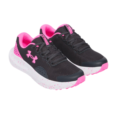 UA Girls' Grade School Surge 4 Running Shoes "Grey Pink"