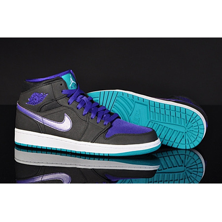 Air Jordan 1 Mid "Hornets" (015/negro/purple/turquesa)