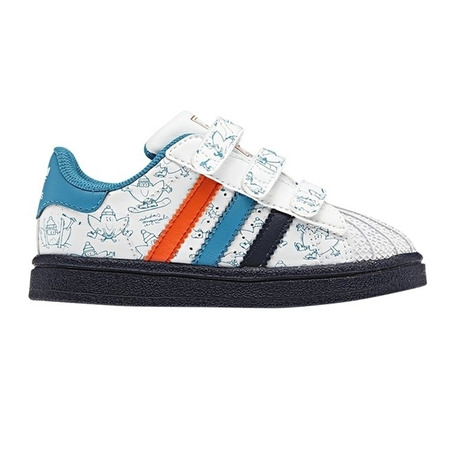 Adidas Superstar Smile CF Infant (branco/azul/laranja)