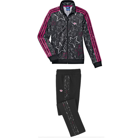 Adidas Junior Girls Style Firebird Track Suit (preto/rosado)