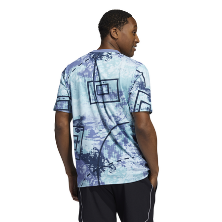 Adidas Basketball Throwback Sublim Allover Print Tee "Crew Navy"