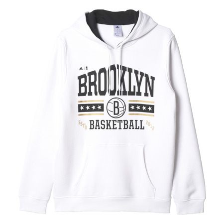 Adidas NBA Washed Pullover Hoody Brooklyn Nets (White/Black))