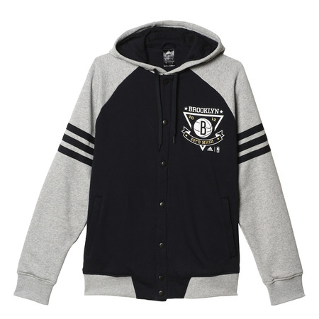 Adidas Washed Baseball Jacket Brooklyn Nets(Black/Grey))