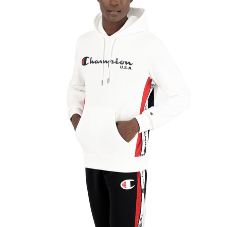 Champion Basketball USA Script Logo Tape Fleece Hoodie "White"