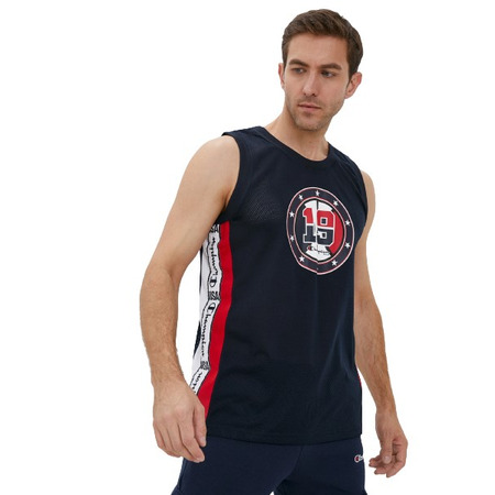 Champion Basketball USA Script Logo Tape Tank Top Mesh "Navy"