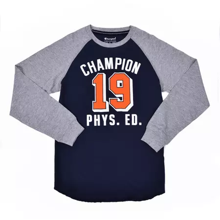 Champion Camiseta Niño M/L Atlhletic Logo Crewneck T-Shirt (marino)