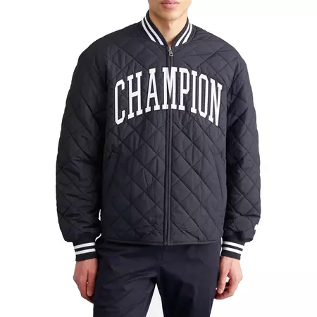 Champion Rochester Bookstore Big Logo Quilted Bomber Jacket "Black"