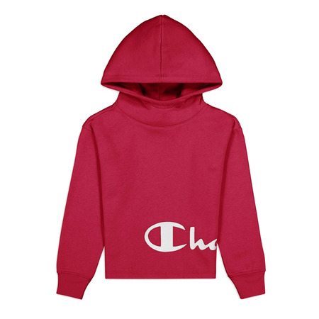 Champion Girls Legacy Script Logo Wraparound Print Boxi Hoodie "Burgundy Red"