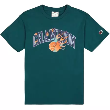 Champion Kids Basketball Flame Logo Crewneck T-shirt "Forest Green"