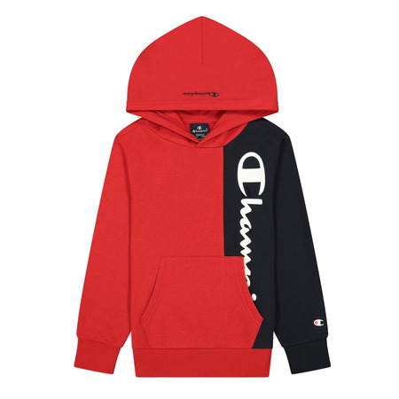 Champion Kids Legacy Spliced Script Logo Print Hoodie "Red"