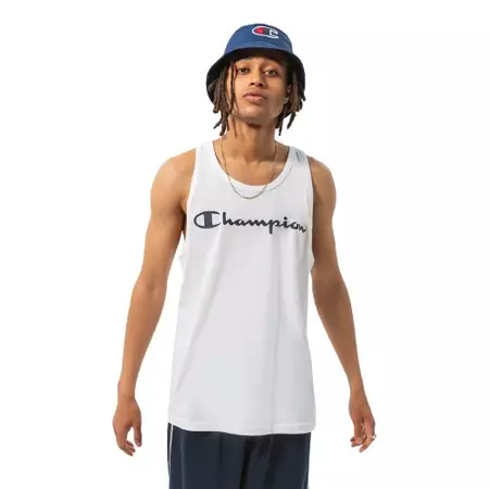 Champion Legacy Contrast Scrip Logo Tank Top "White"