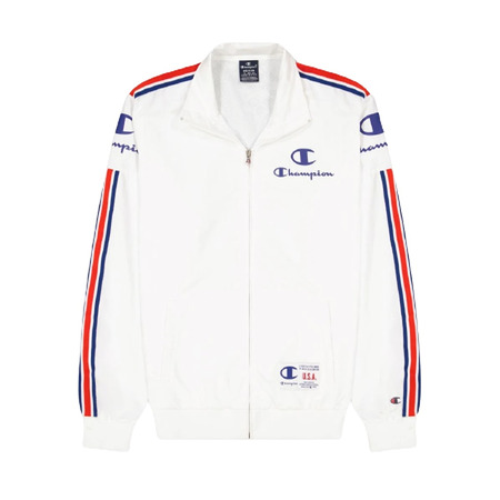 Champion Retro Basketball Nylon Full Zip Sweatshirt "White-Red"