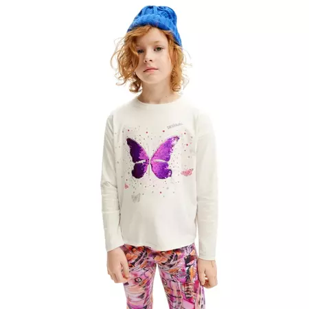 Desigual Butterfly print T-shirt "White"