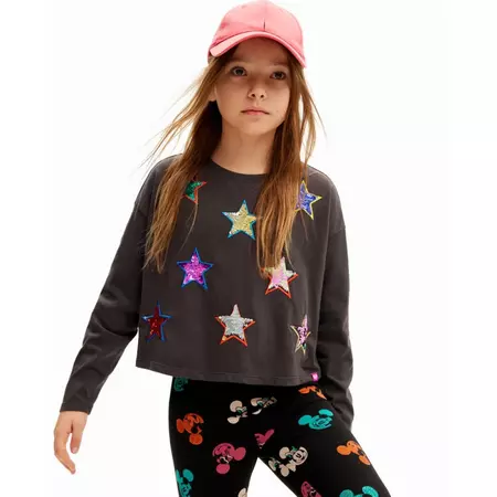 Desigual Long-sleeve star T-shirt "Black"