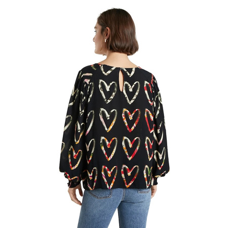 Desigual Loose Crepe Hearts Blouse