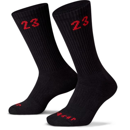 Jordan Essentials Crew Socks (3 Pairs) "Black-Gym Red"