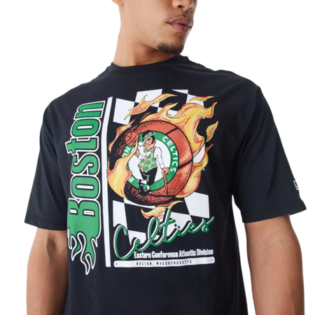 New Era NBA Boston Celtics Flame Print Oversized T-Shirt