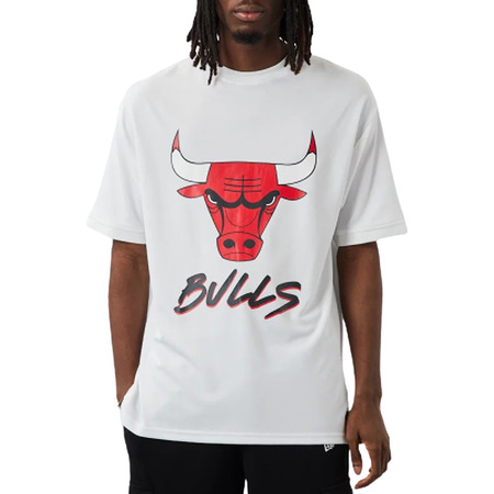 New Era NBA Chicago Bulls Logo Script Mesh Oversize Tee "White"