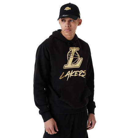 New Era NBA Official L.A Lakers Metallic Logo Hoodie "Black-Gold"