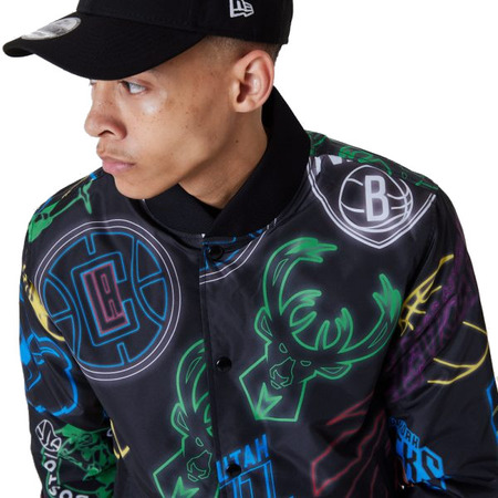 New Era NBA Multi Team Logo All Over Print Bomber Jacket