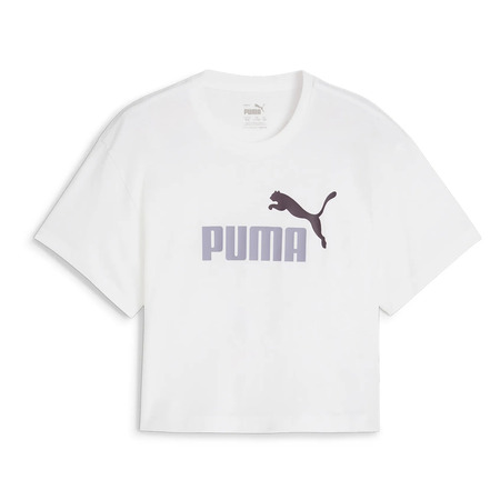 Puma Girls Logo Cropped Tee "White"