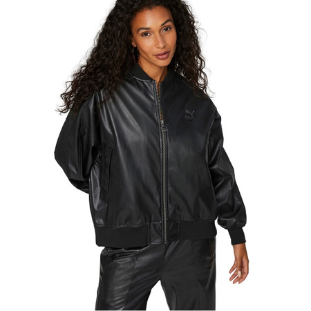 Puma T7 Oversized Faux Leather Bomber (black)