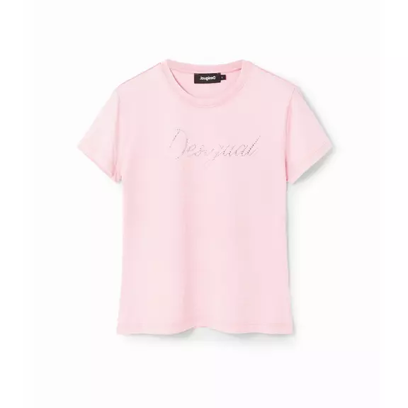 Desigual Slim Rhinestone T-shirt  "Pink"