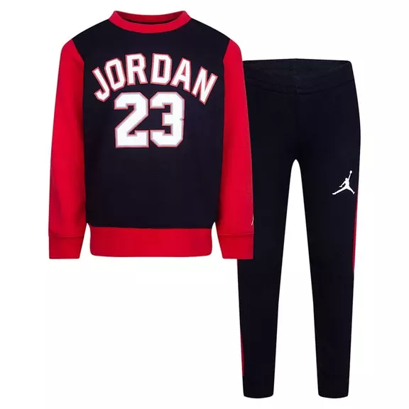 Jordan Infants Air JDB 23 Crew and Jogger Set "Black-Gim Red"