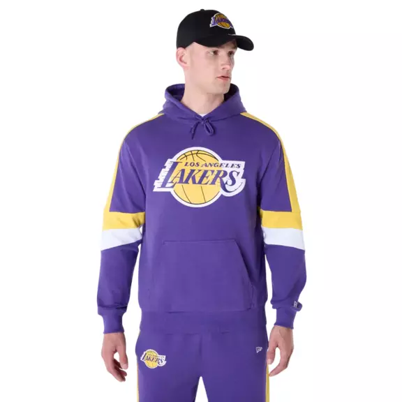 New Era NBA LA Lakers Colour Block Oversized Pullover Hoodie