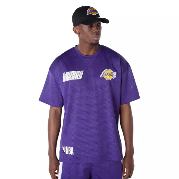 New Era NBA LA Lakers Graphic Mesh T-Shirt "Purple "