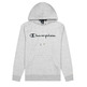 Champion Script Logo Print Cotton Terry Hoodie "Light Grey"