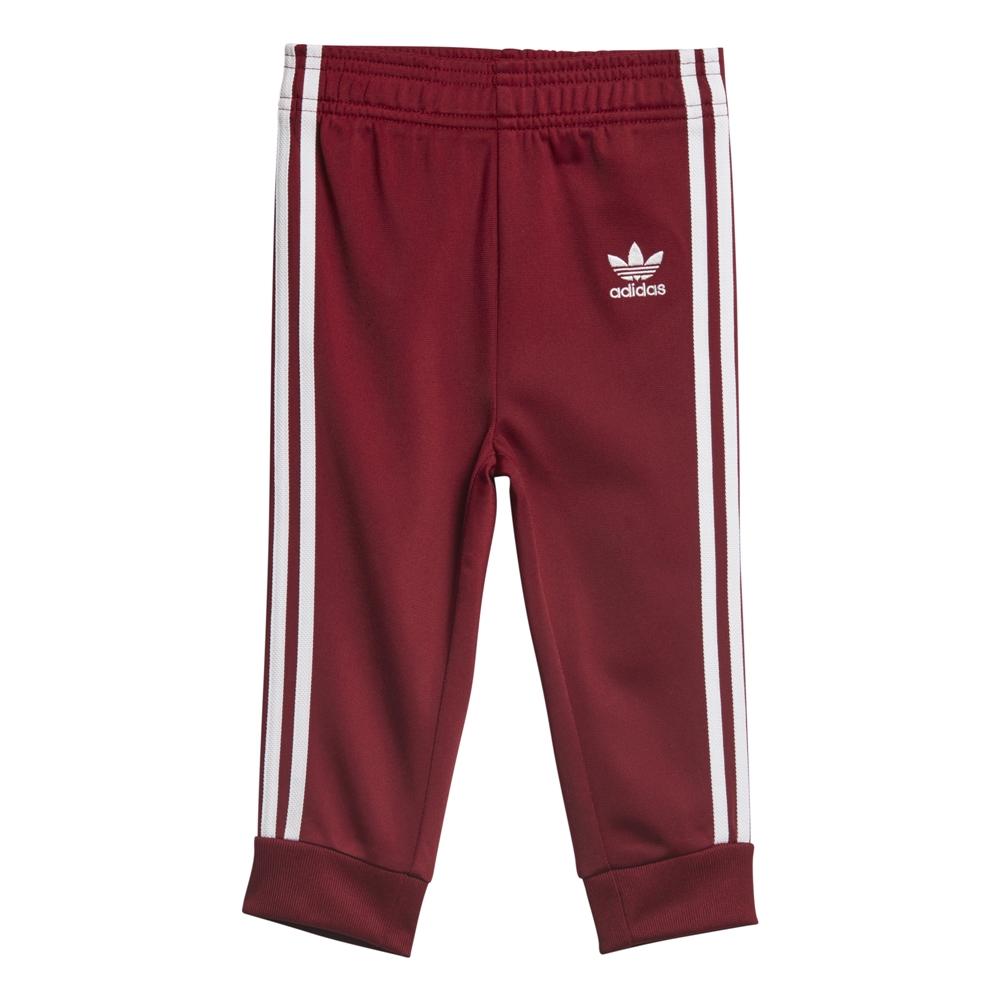 adidas originals three stripe track pants in burgundy